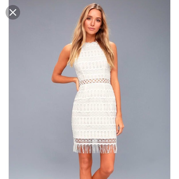 Lulus Dresses & Skirts - Kenna White Crochet Lace Sleeveless Bodycon Dress